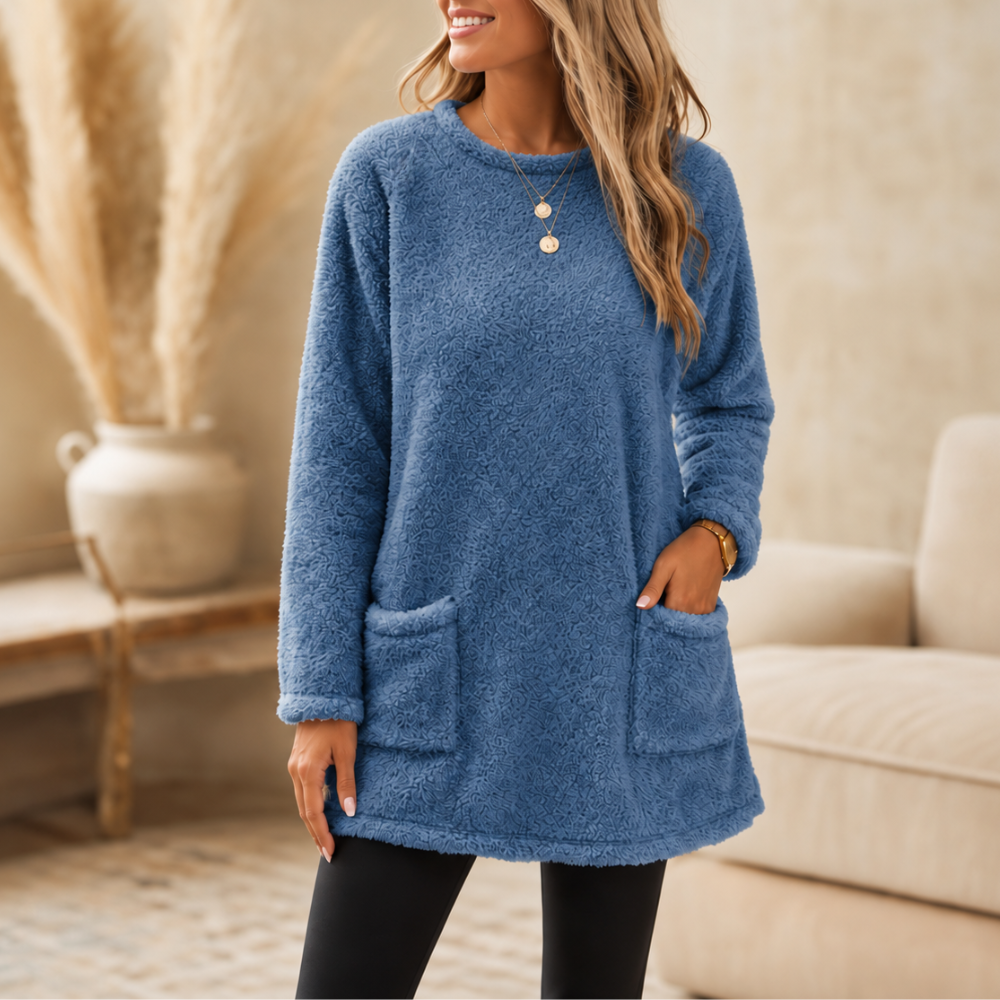 CozyLayer – Brushed-Lining Long-Sleeve Tunic Top