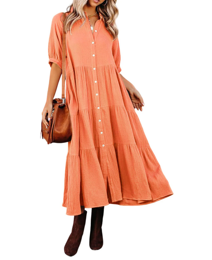 Lena - Luxurious ruffled shirt dress