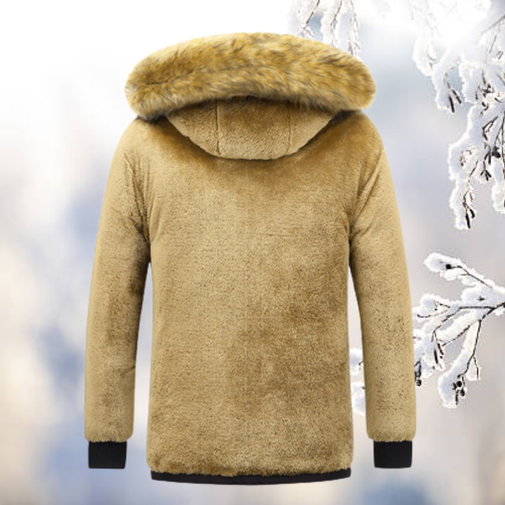 Men's Hooded Winter Parka, Fur-Trim Hood, Quilted