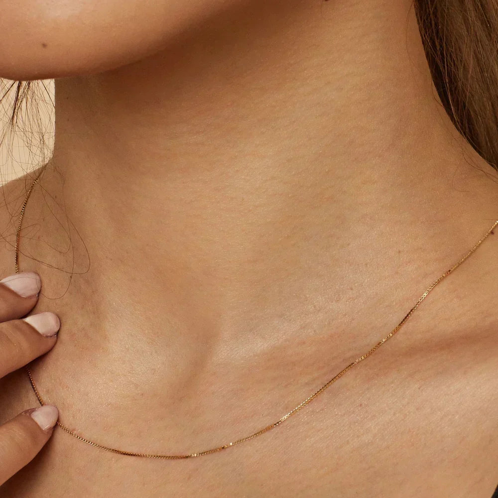 Bodega Box Necklace in White Gold - Modern Minimalist Pendant