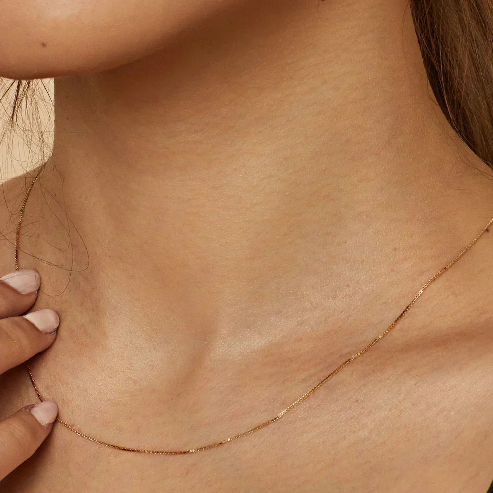 Gold Box Pendant Necklace | Modern Minimalist Chain Necklace