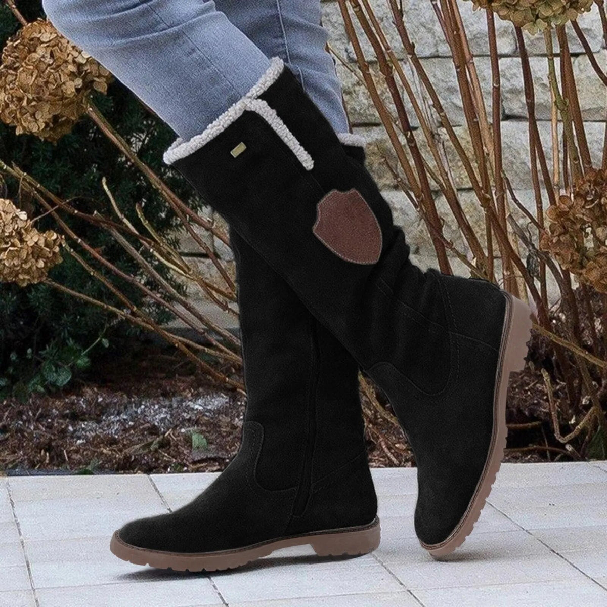 Women's Knee High Boots with Shearling Lining | Side Zip, Flat Sole and Soft Suede Look | Sizes 7-10, 3 Colors