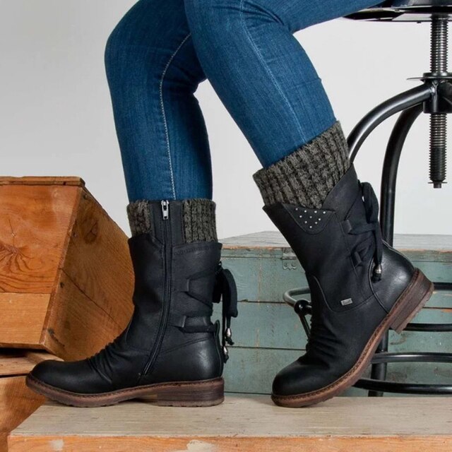Women's Boots with Knit | For Winter | Size 4-12 | Brown, Black, Blue, Grey, Purple