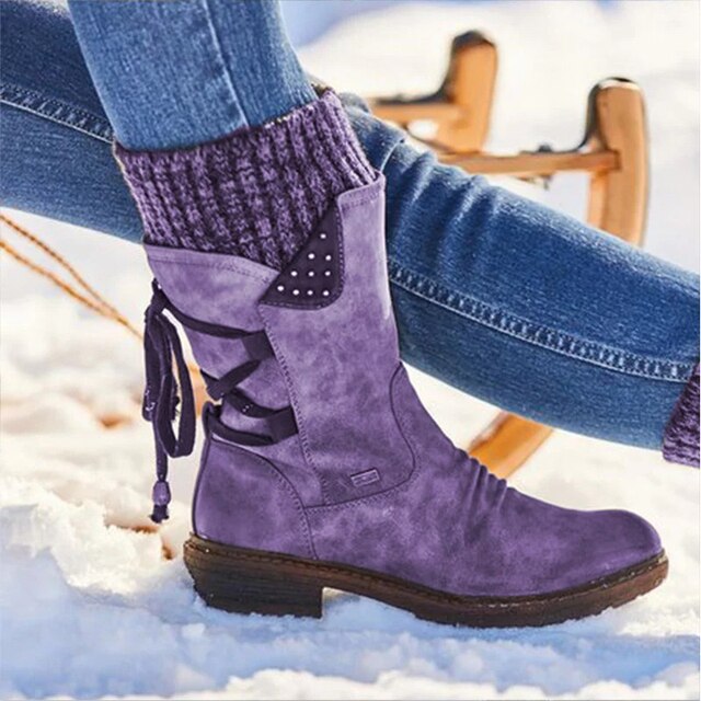 Women's Boots with Knit | For Winter | Size 4-12 | Brown, Black, Blue, Grey, Purple