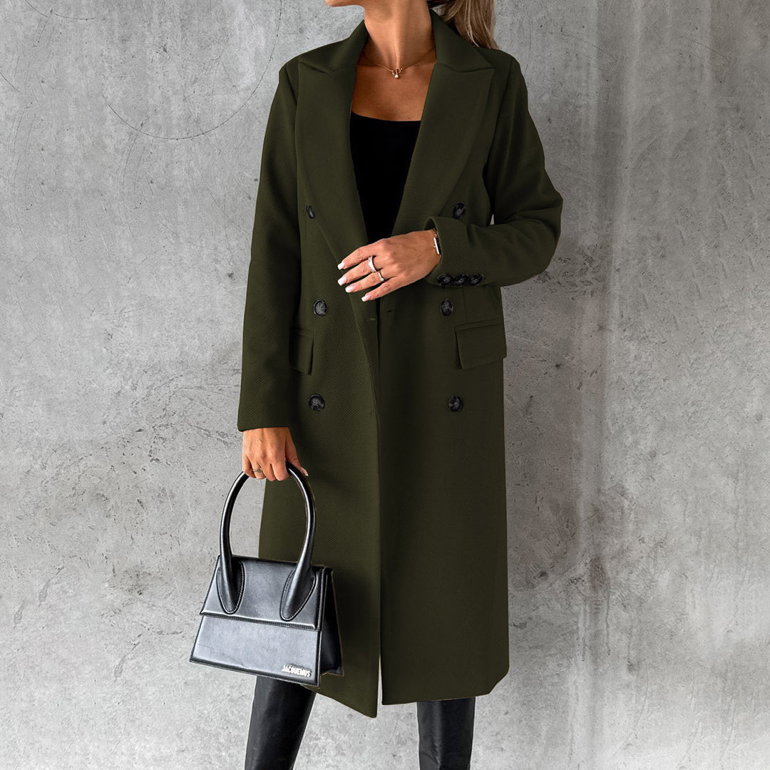 Women's Double-Breasted Trench Coat Long with Lapels