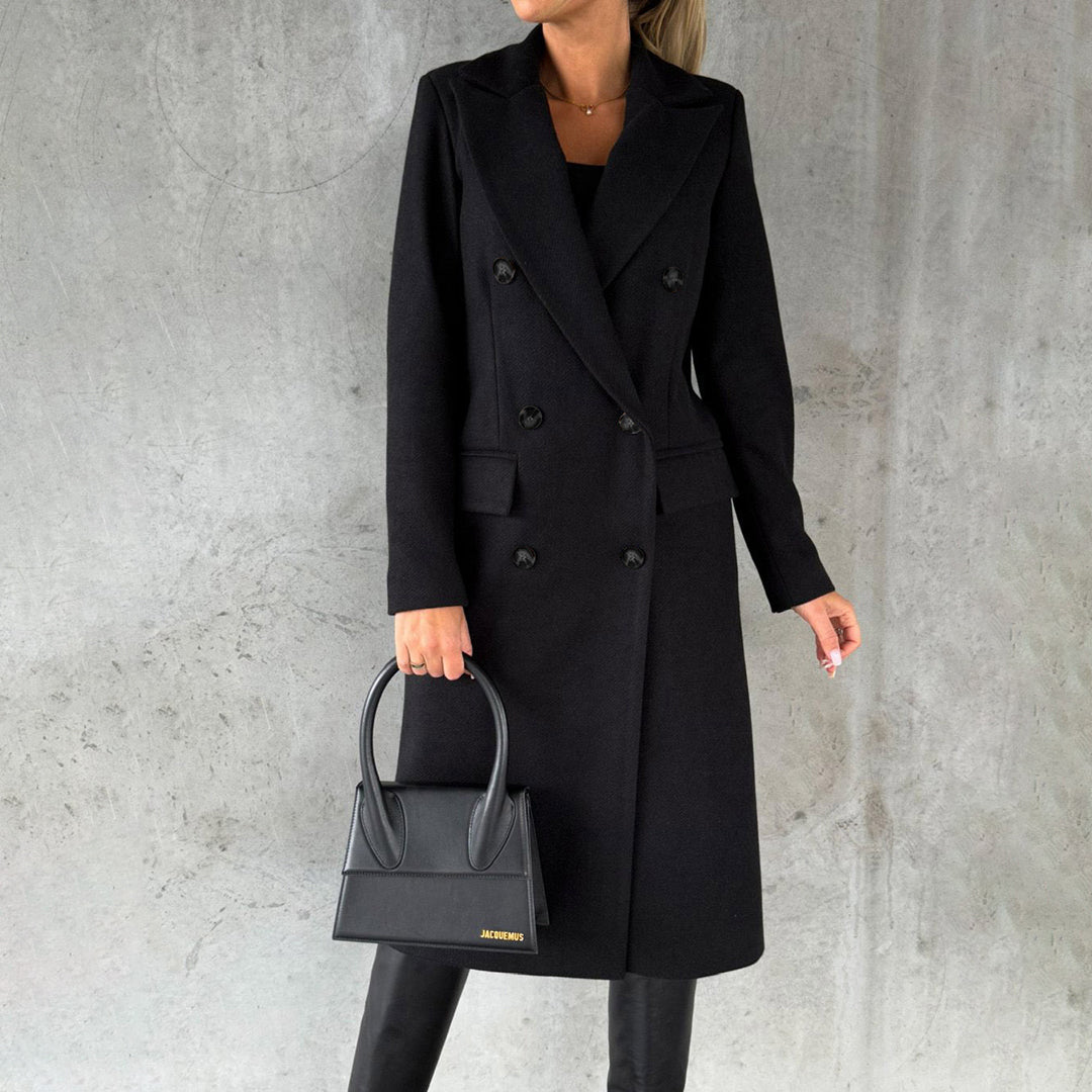 Women's Double-Breasted Trench Coat Long with Lapels