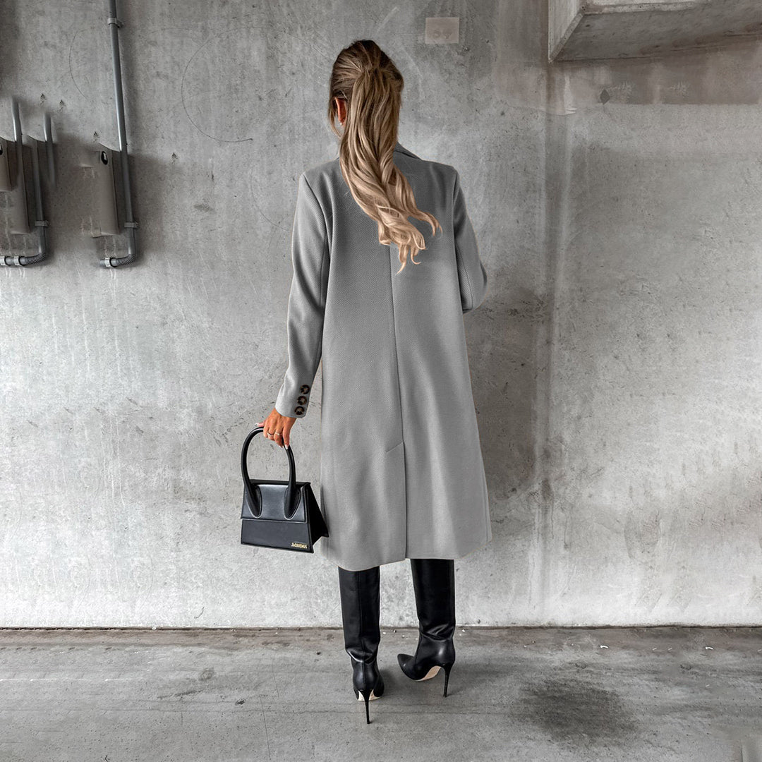 Women's Double-Breasted Trench Coat Long with Lapels