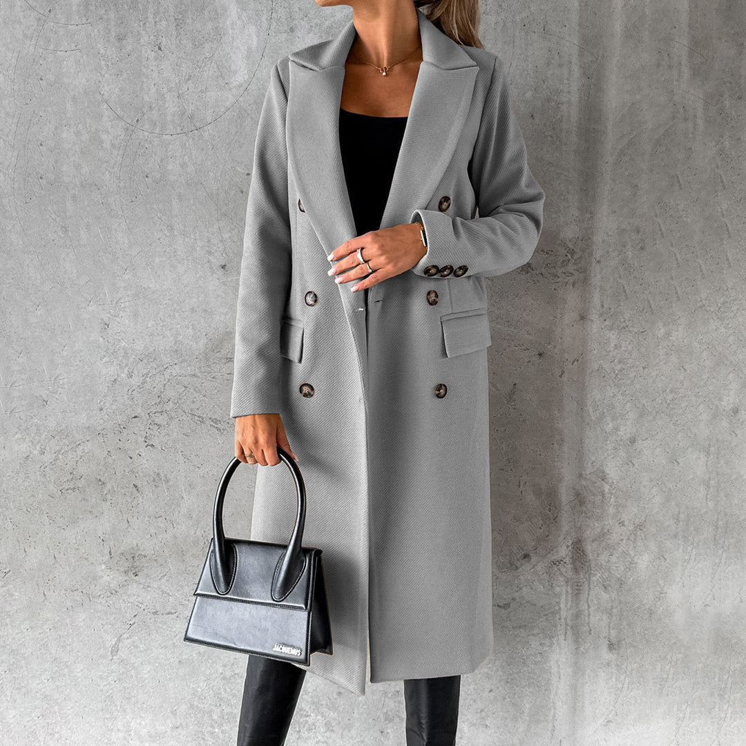 Women's Double-Breasted Trench Coat Long with Lapels