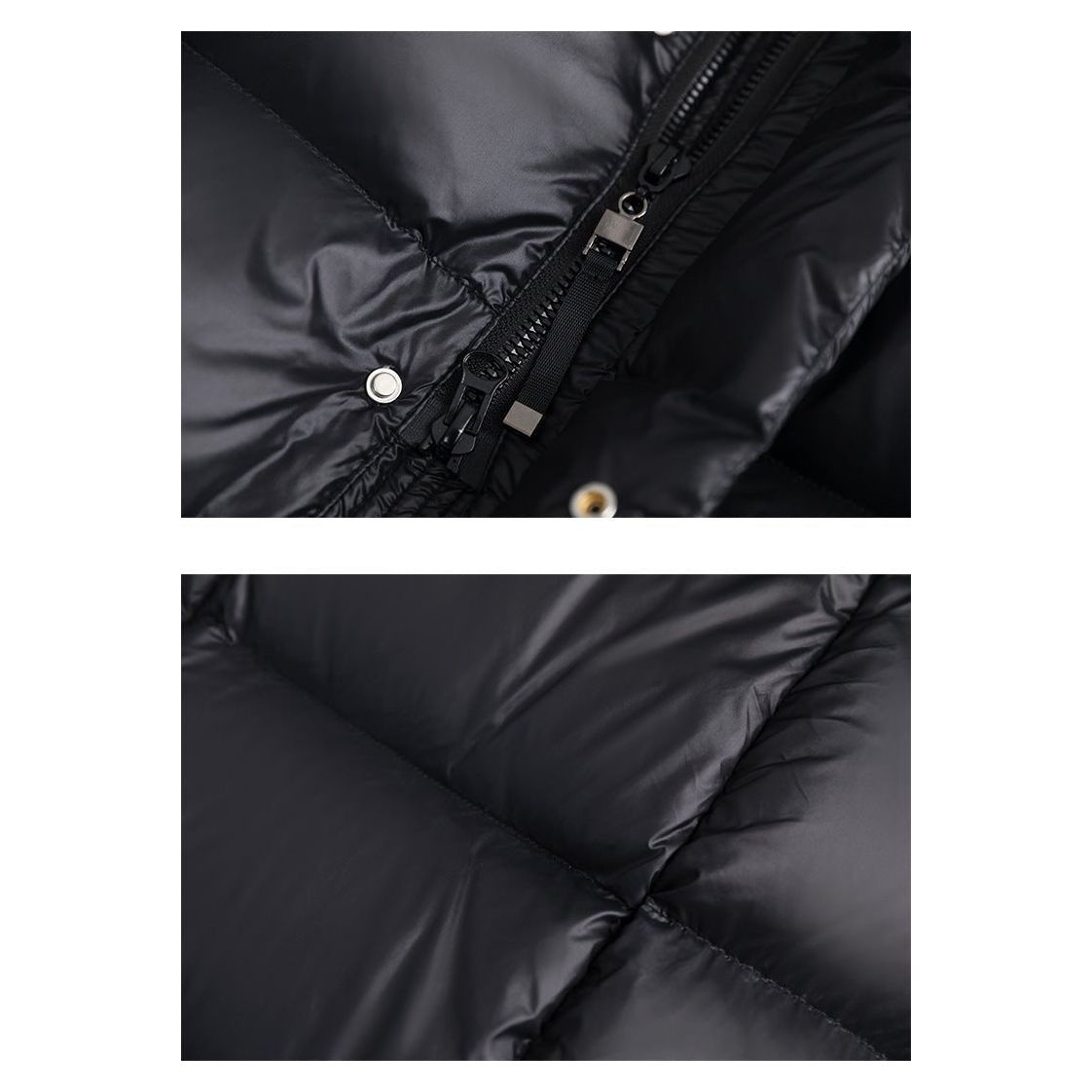 Women's Puffer Jacket with Down Filling and Longline Cut | Hood, Zip Closure, Pockets | For Winter | Size S-2XL | Black
