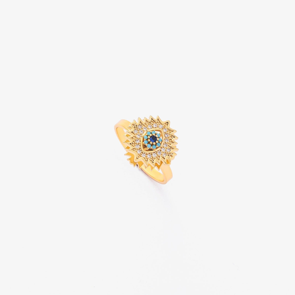 Spinning Ring Gold with Sapphire Sunburst Design | Statement Jewelry