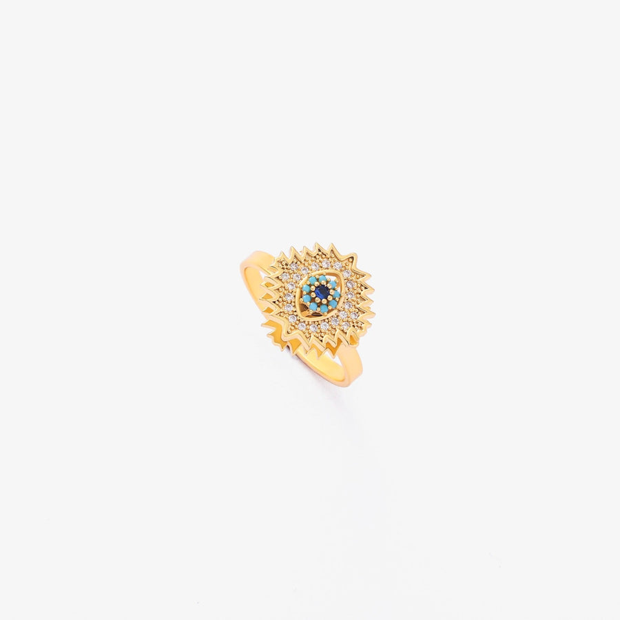 Spinning Ring Gold with Sapphire Sunburst Design
