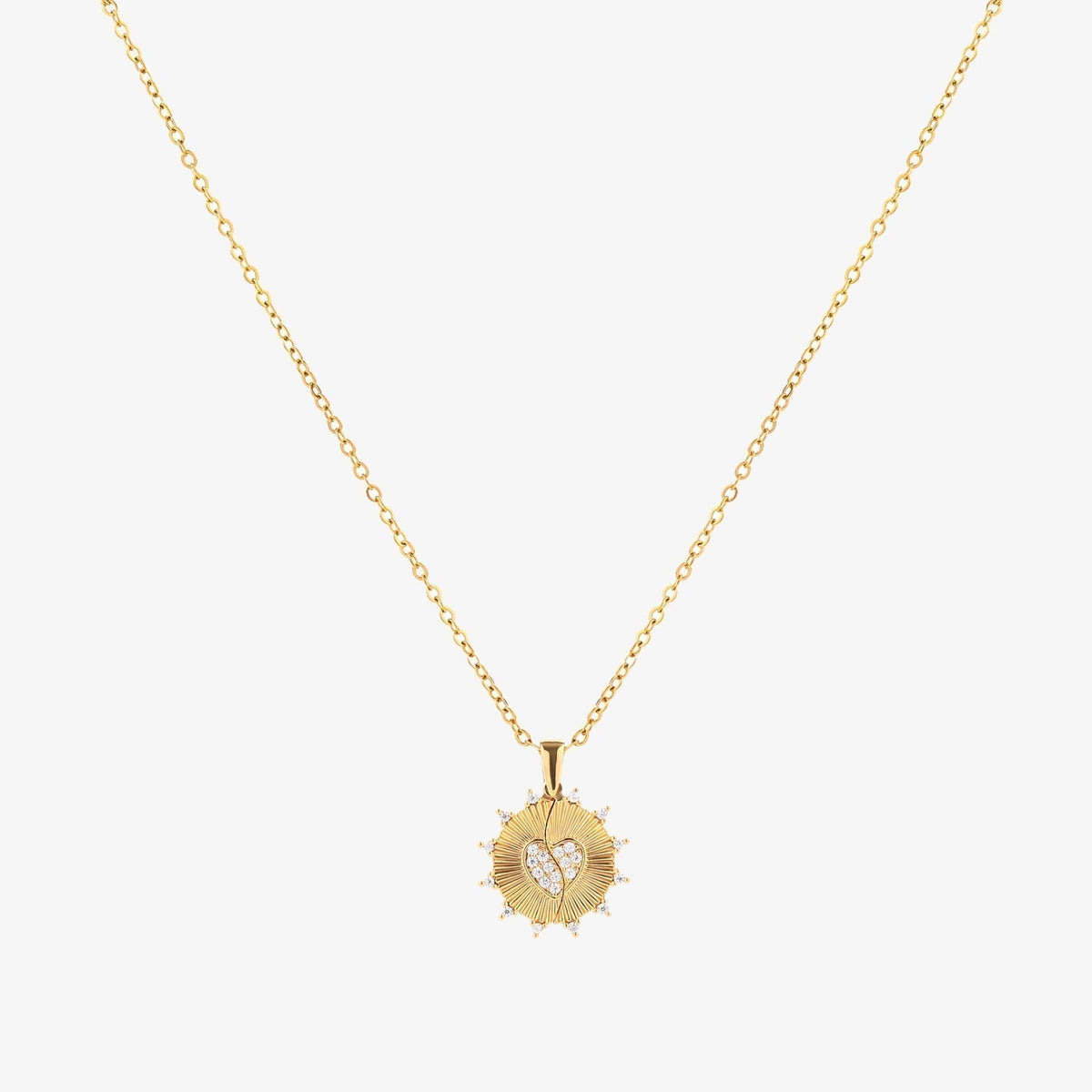 Gold Pendant Necklace | Sunray Love Charm Delicate Chain