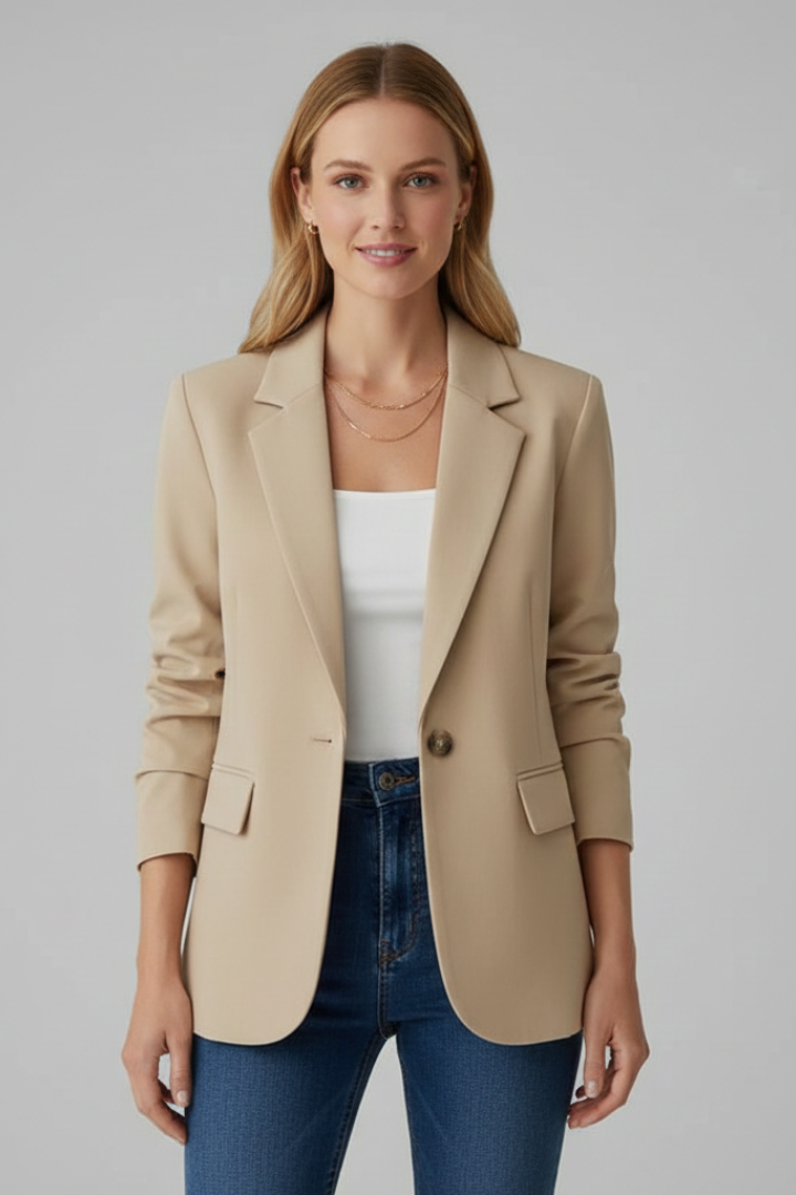 Brooke | Womens Single Button Blazer with Notched Lapel | Clean Silhouette | Beige, Blue, Camel and More S-3XL
