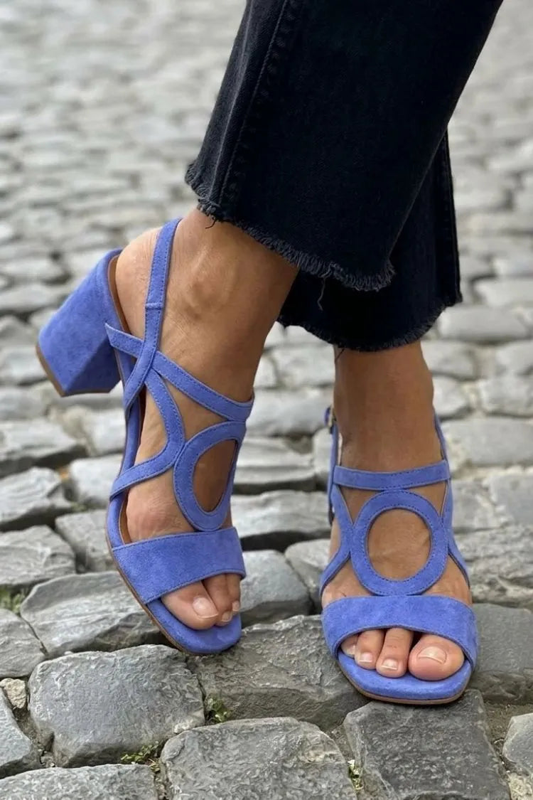 Fiamma Ring-Cutout Block Heel Sandals