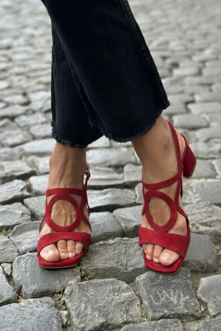 Fiamma Ring-Cutout Block Heel Sandals