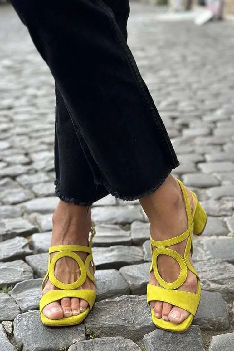 Fiamma Ring-Cutout Block Heel Sandals