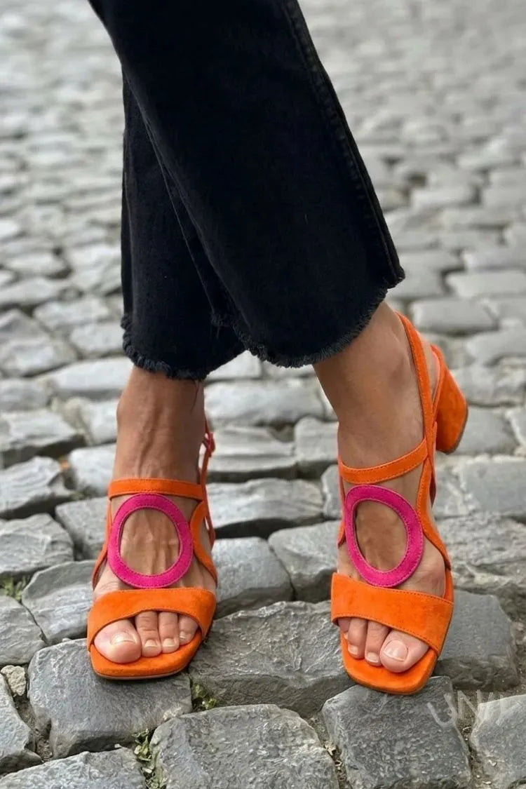 Fiamma Ring-Cutout Block Heel Sandals