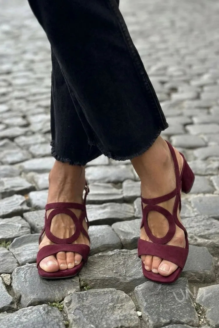Fiamma Ring-Cutout Block Heel Sandals
