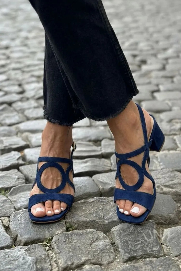 Fiamma Ring-Cutout Block Heel Sandals
