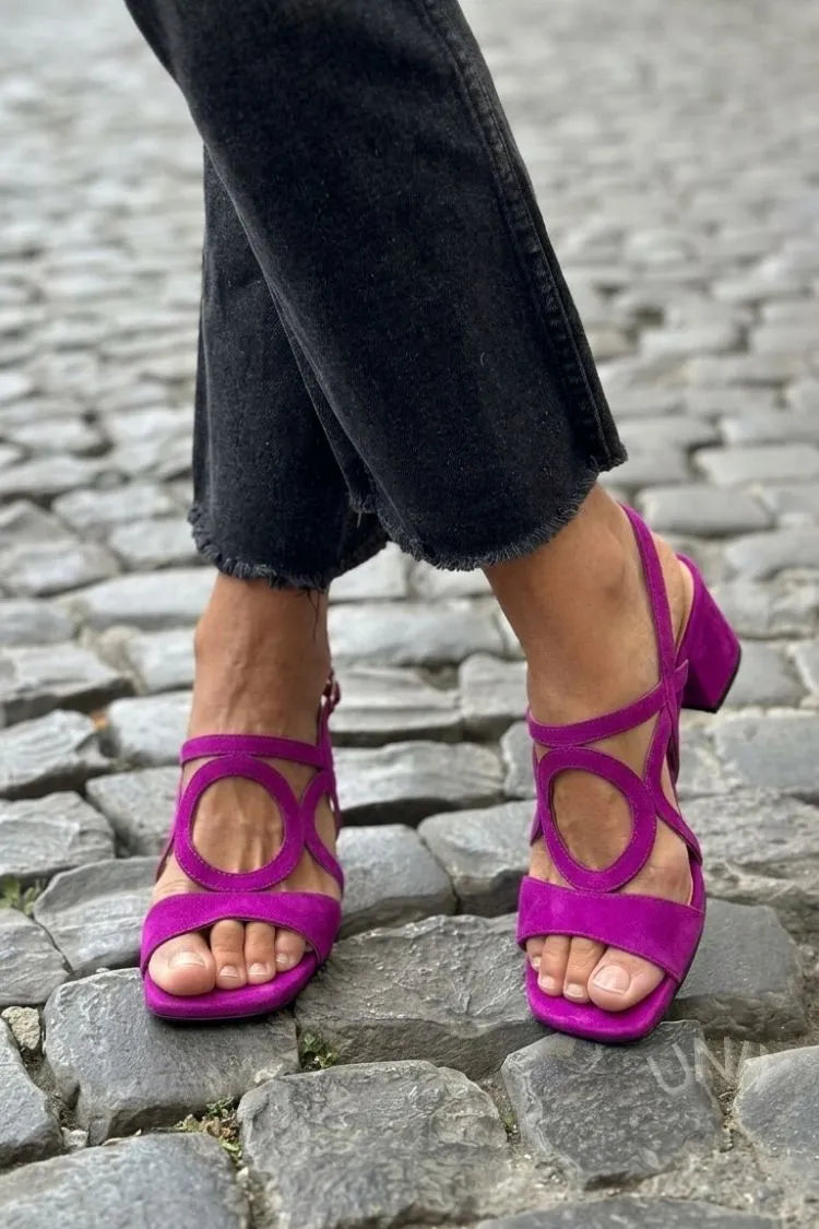 Fiamma Ring-Cutout Block Heel Sandals