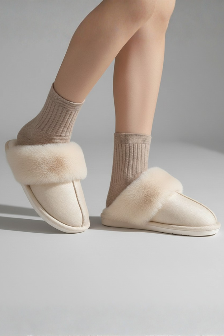 Women's Home Slippers with a Plush Lining