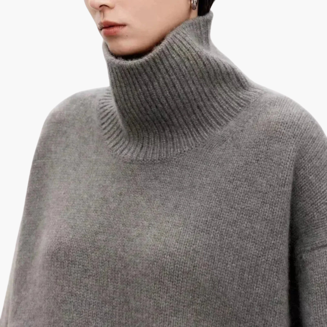 Women's Oversized High-Neck Sweater Relaxed Knit Layer