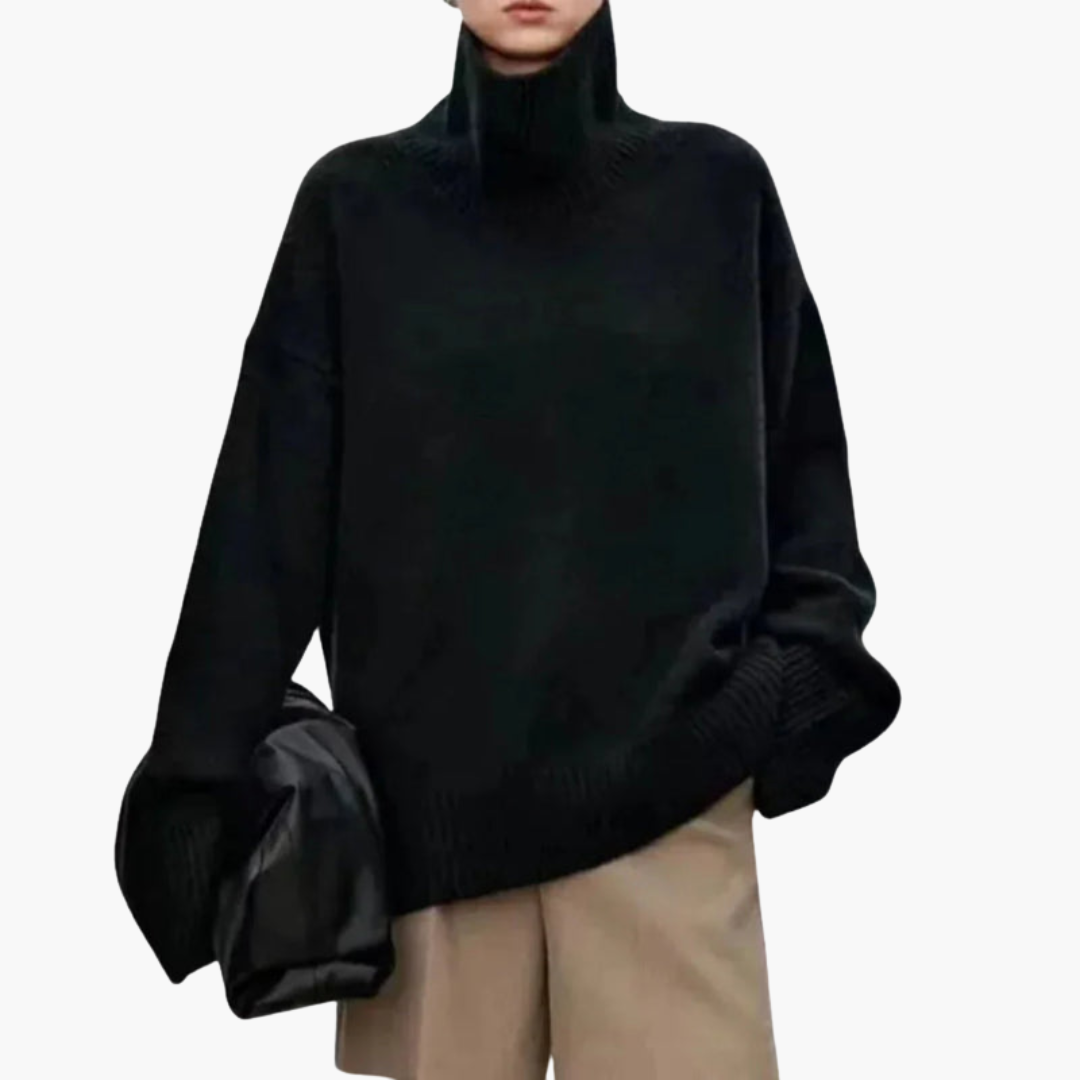 Women's Oversized High-Neck Sweater Relaxed Knit Layer