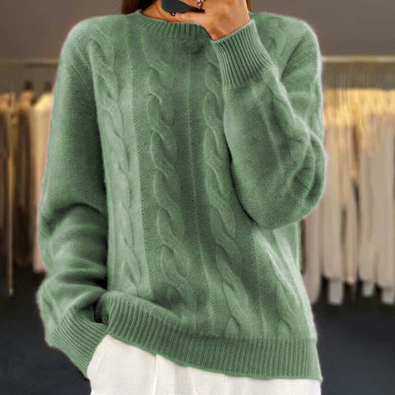 Women's Cable Knit Crew Neck Sweater