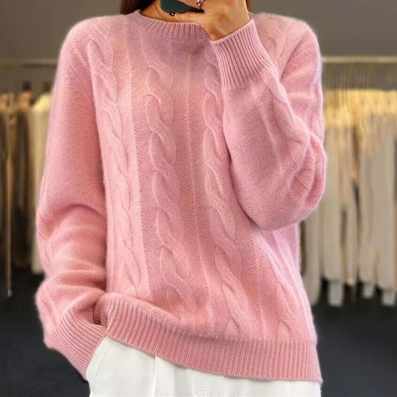 Women's Cable Knit Crew Neck Sweater