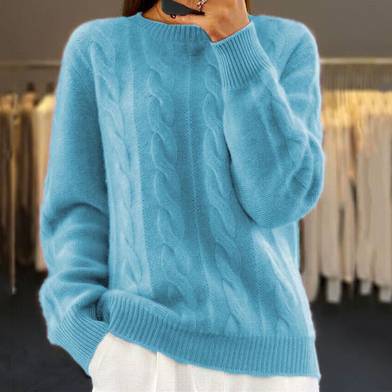 Women's Cable Knit Crew Neck Sweater
