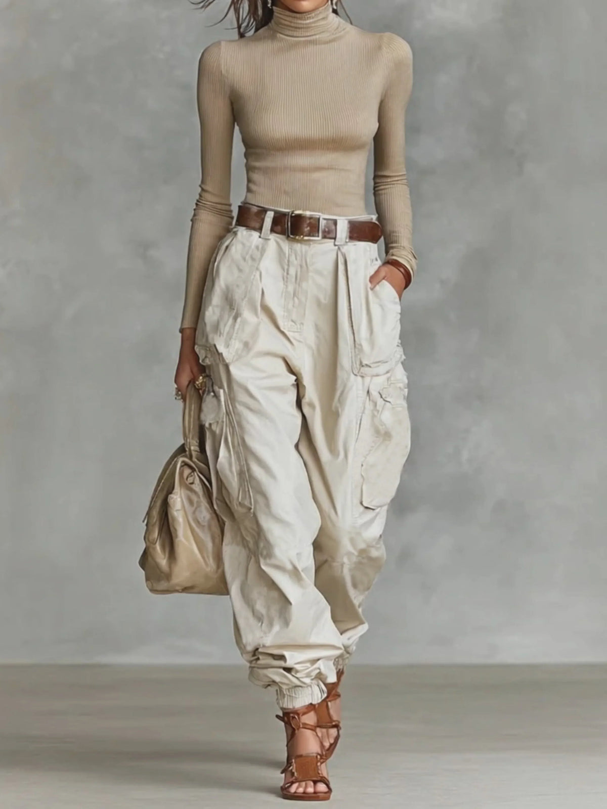Women's Cargo Parachute Pants | Elastic Waist with Cinched Ankle