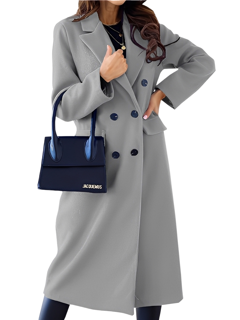 Women's Classic Double-Breasted Wool Overcoat