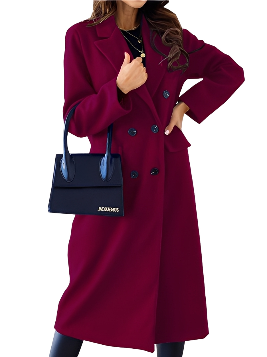 Women's Classic Double-Breasted Wool Overcoat