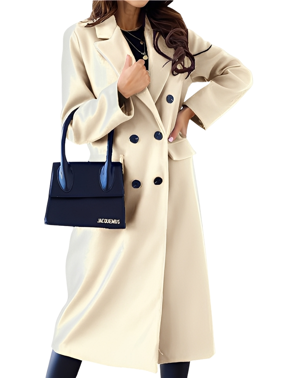 Women's Classic Double-Breasted Wool Overcoat