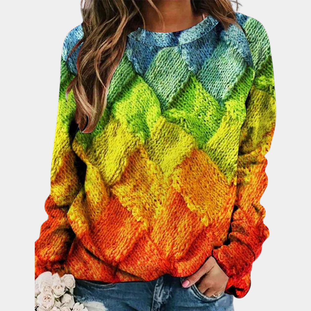 Women's Colorblock Diamond Knit Sweater