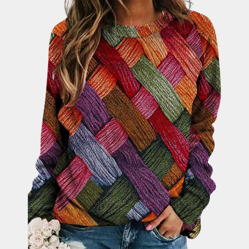 Women's Colorblock Diamond Knit Sweater