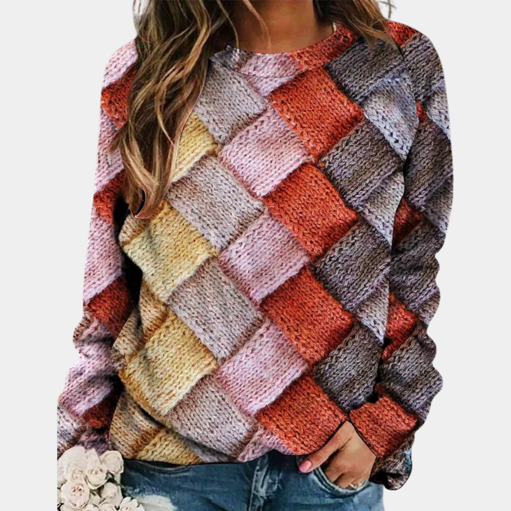 Women's Colorblock Diamond Knit Sweater