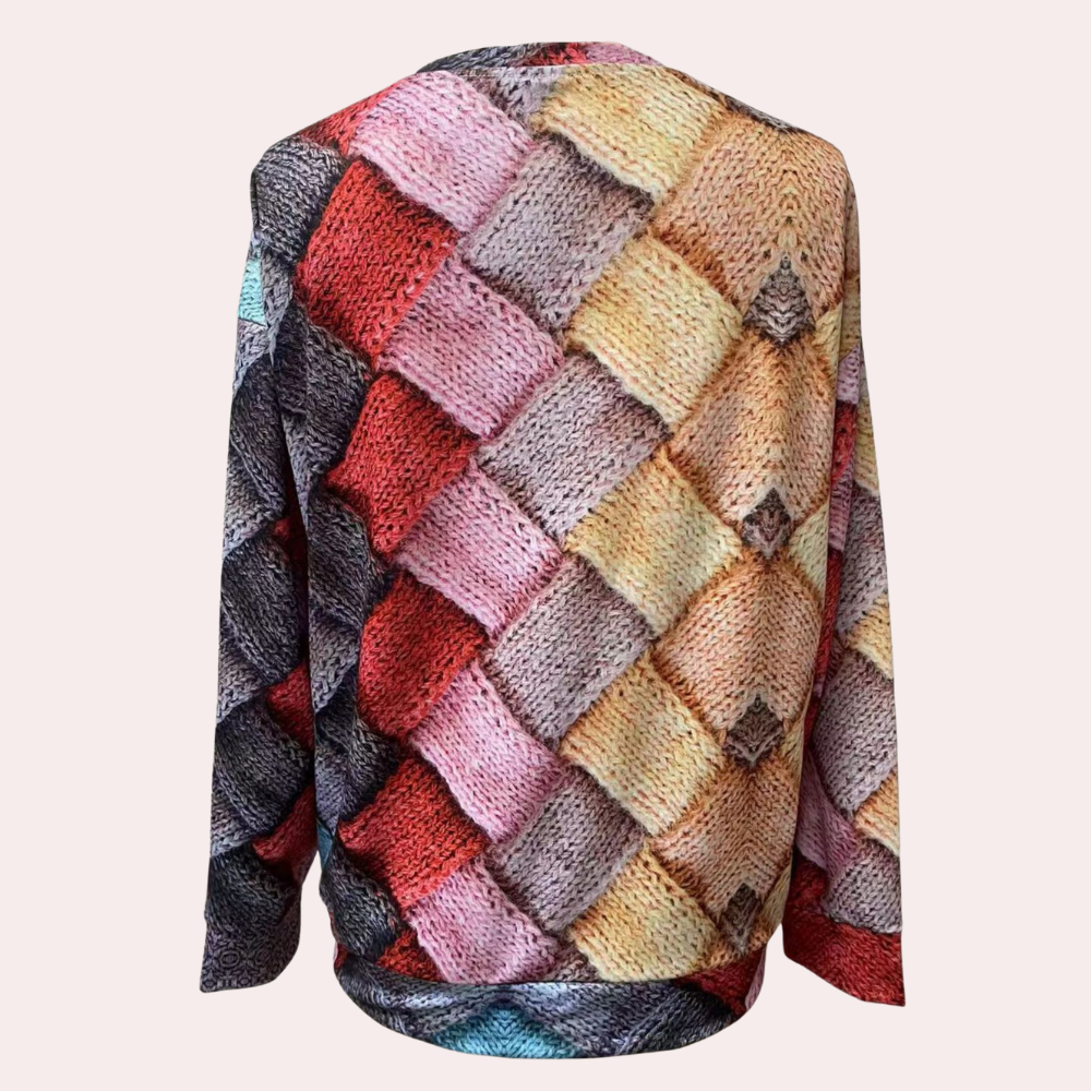 Women's Colorblock Diamond Knit Sweater