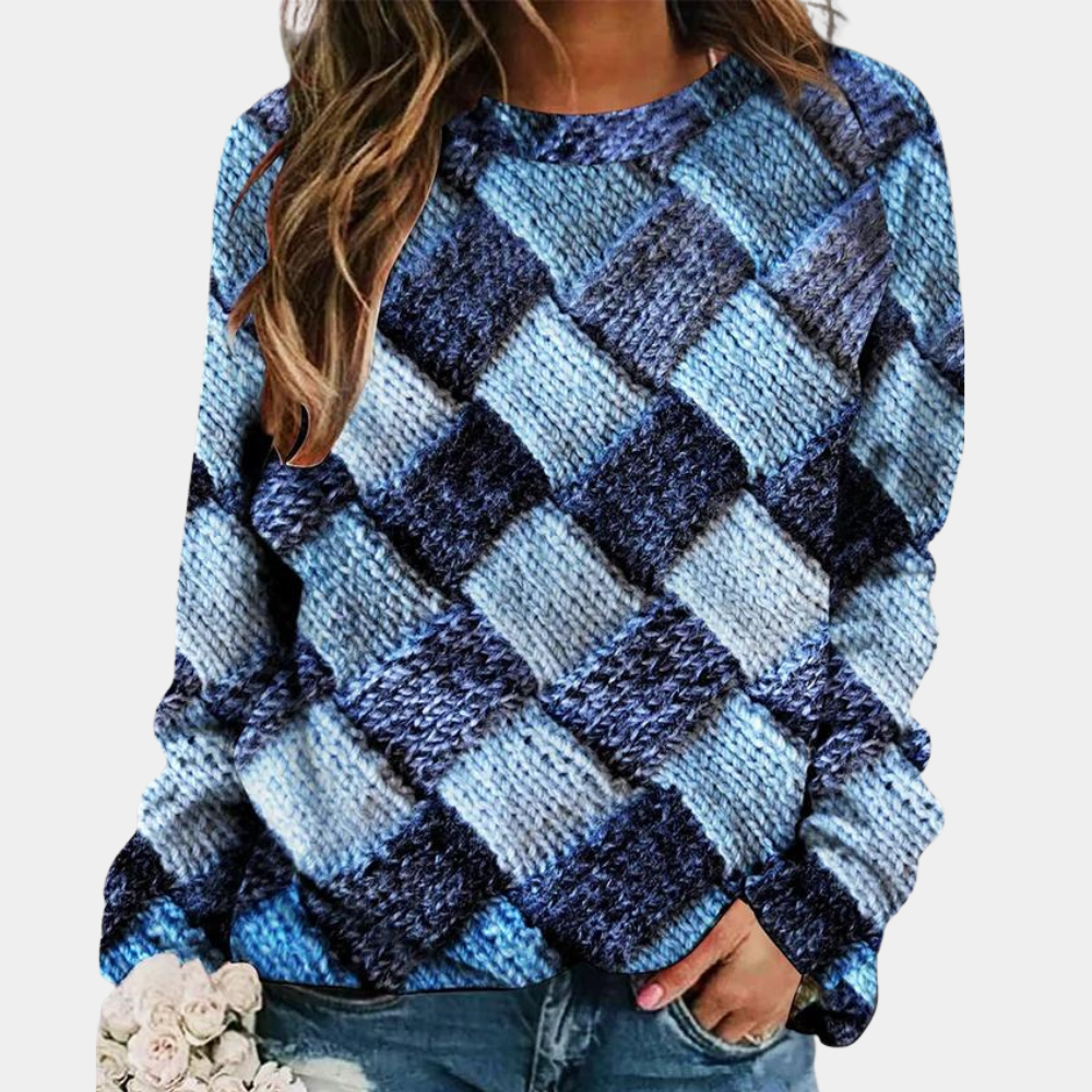 Women's Colorblock Diamond Knit Sweater