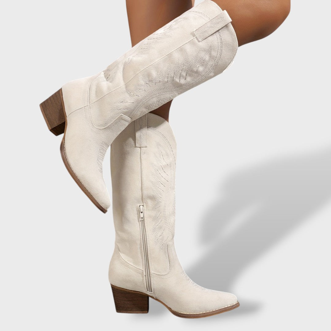 Women's Embroidered Suede-Effect Cowboy Boots