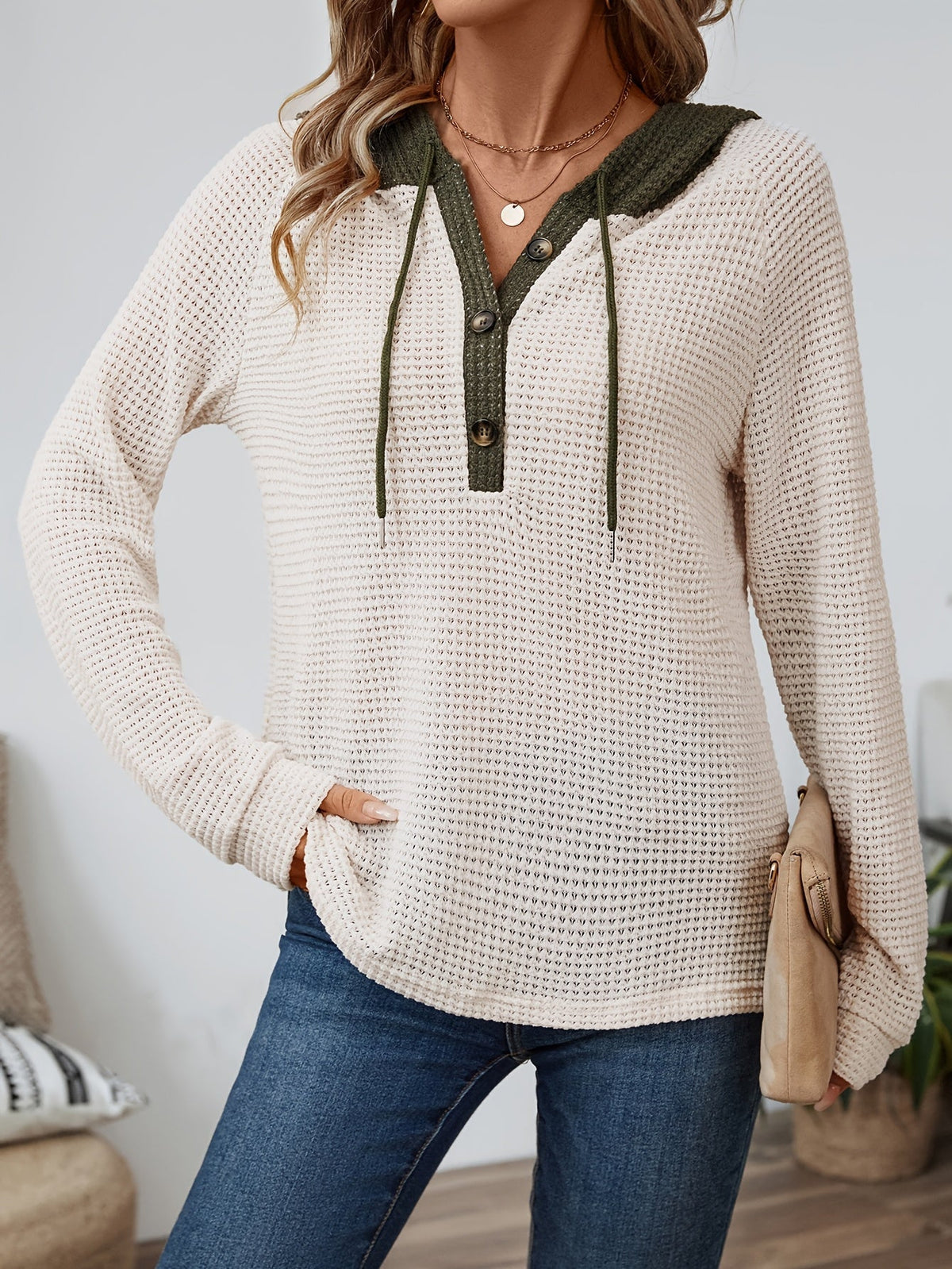 Women's Cozy Waffle-Knit Hoodie