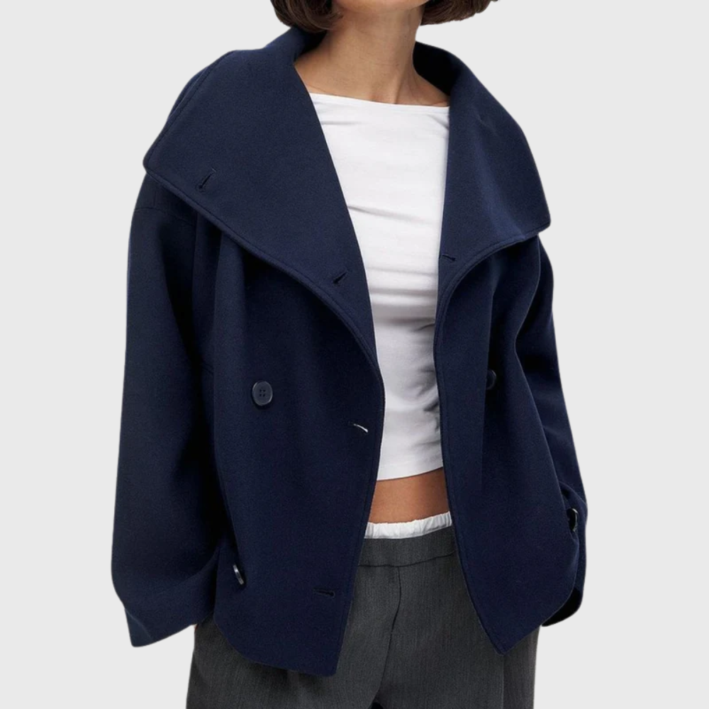 Women's Cropped Double Breasted Lapel Jacket