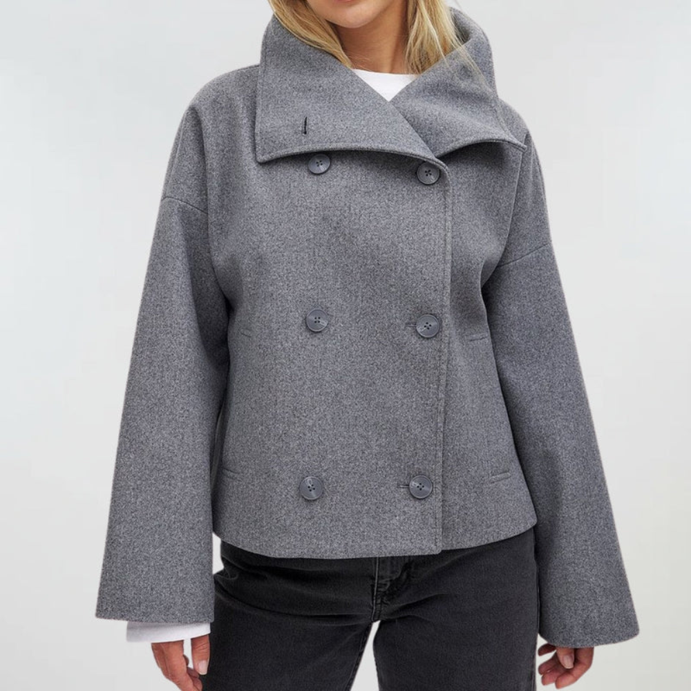 Women's Cropped Double Breasted Lapel Jacket