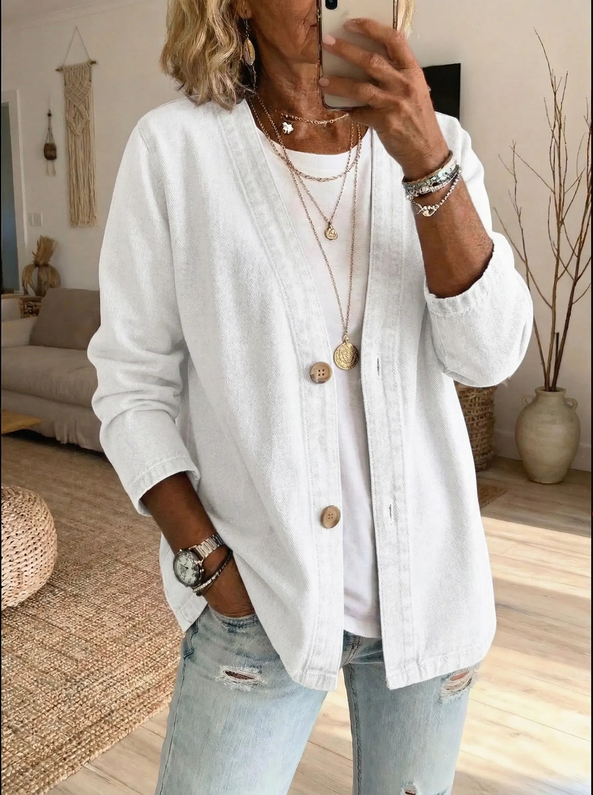 Women's Denim Button-Up Jacket