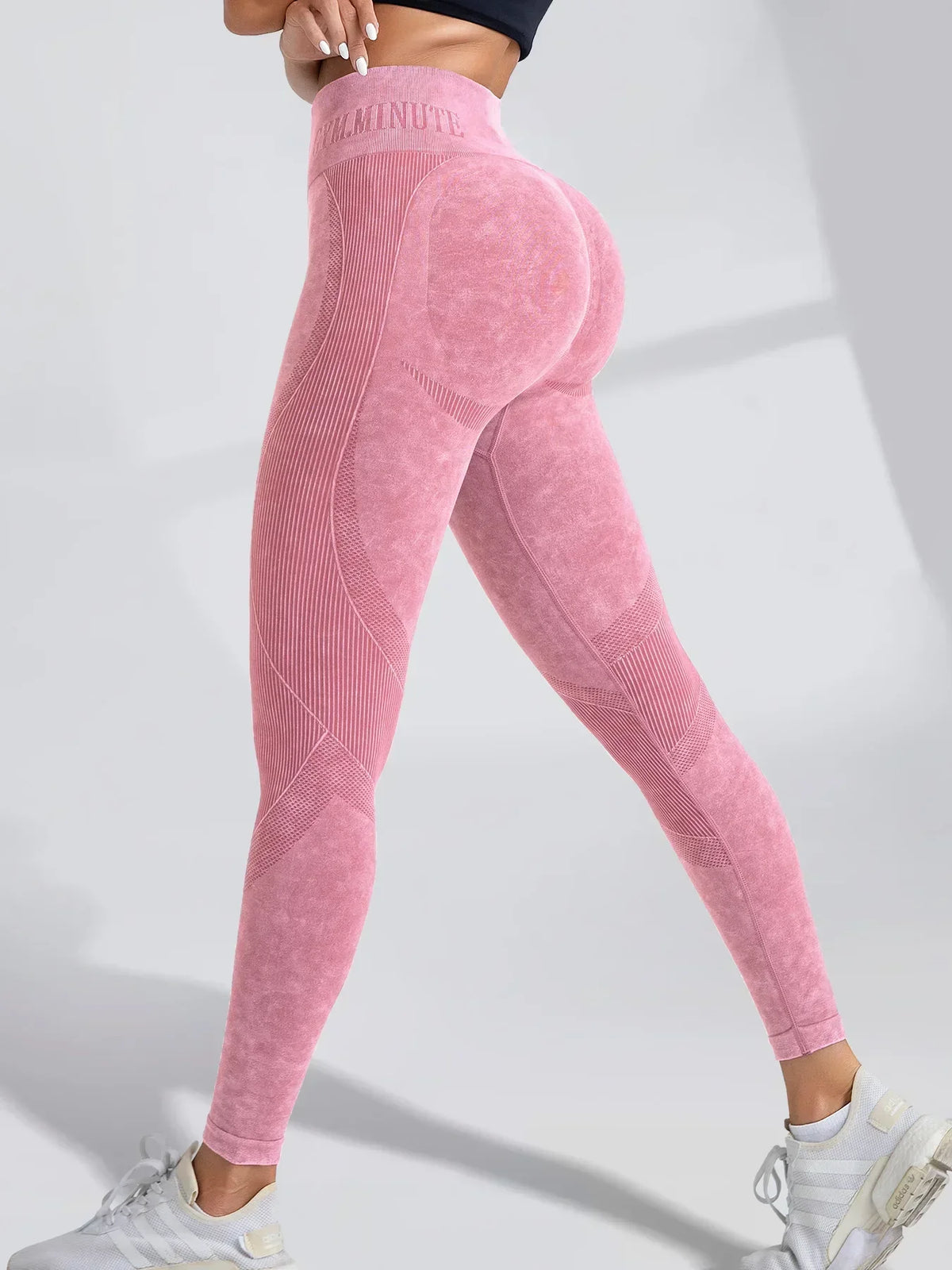 Women's High-Waisted Seamless Yoga Pants with Cool Lettering