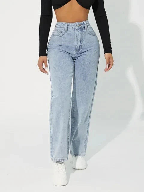 Women's High Waisted Straight Leg Jeans