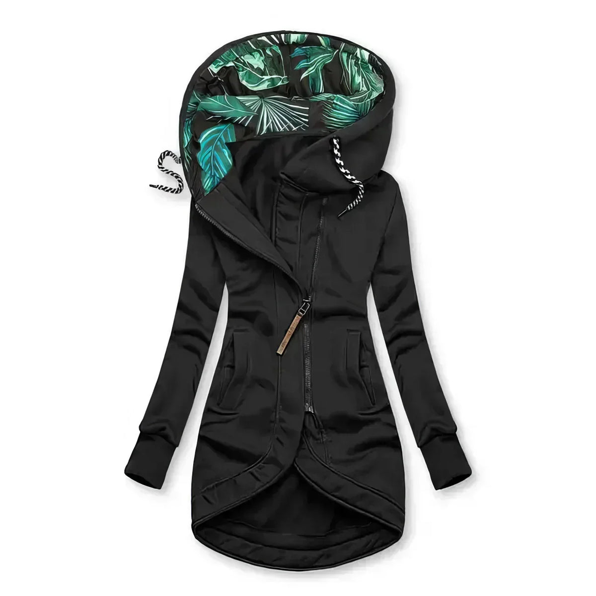 Women's Hooded Longline Zip-Up Jacket
