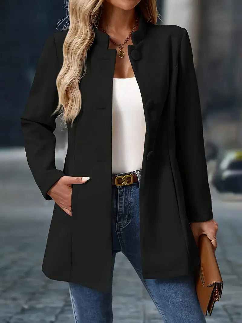 Women's Long Button-Up Blazer Coat