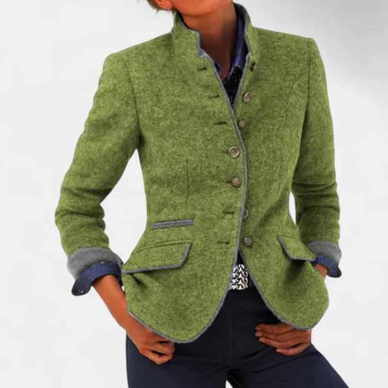 Women's Mandarin Collar Fitted Blazer Jacket