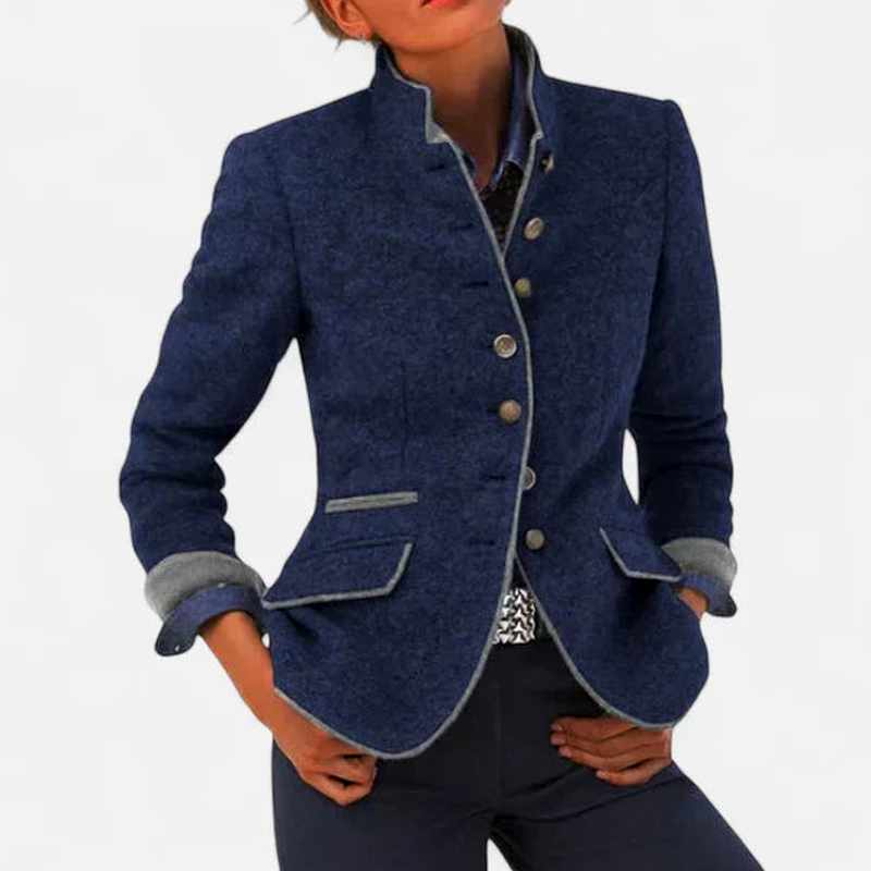 Women's Mandarin Collar Fitted Blazer Jacket